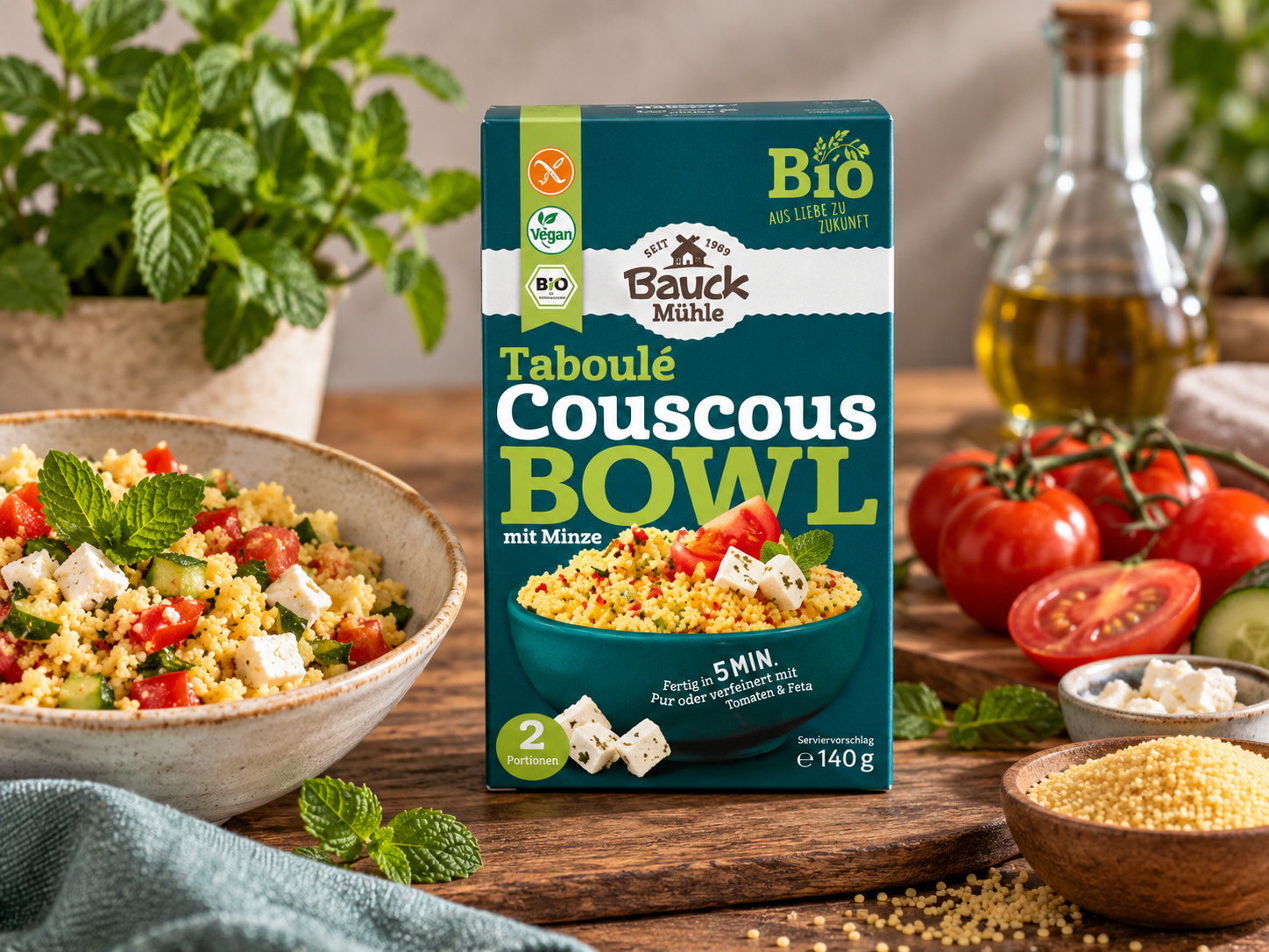 Bezlepkový KUSKUS Bowl Taboulé s mátou BIO 140 g - Bauck